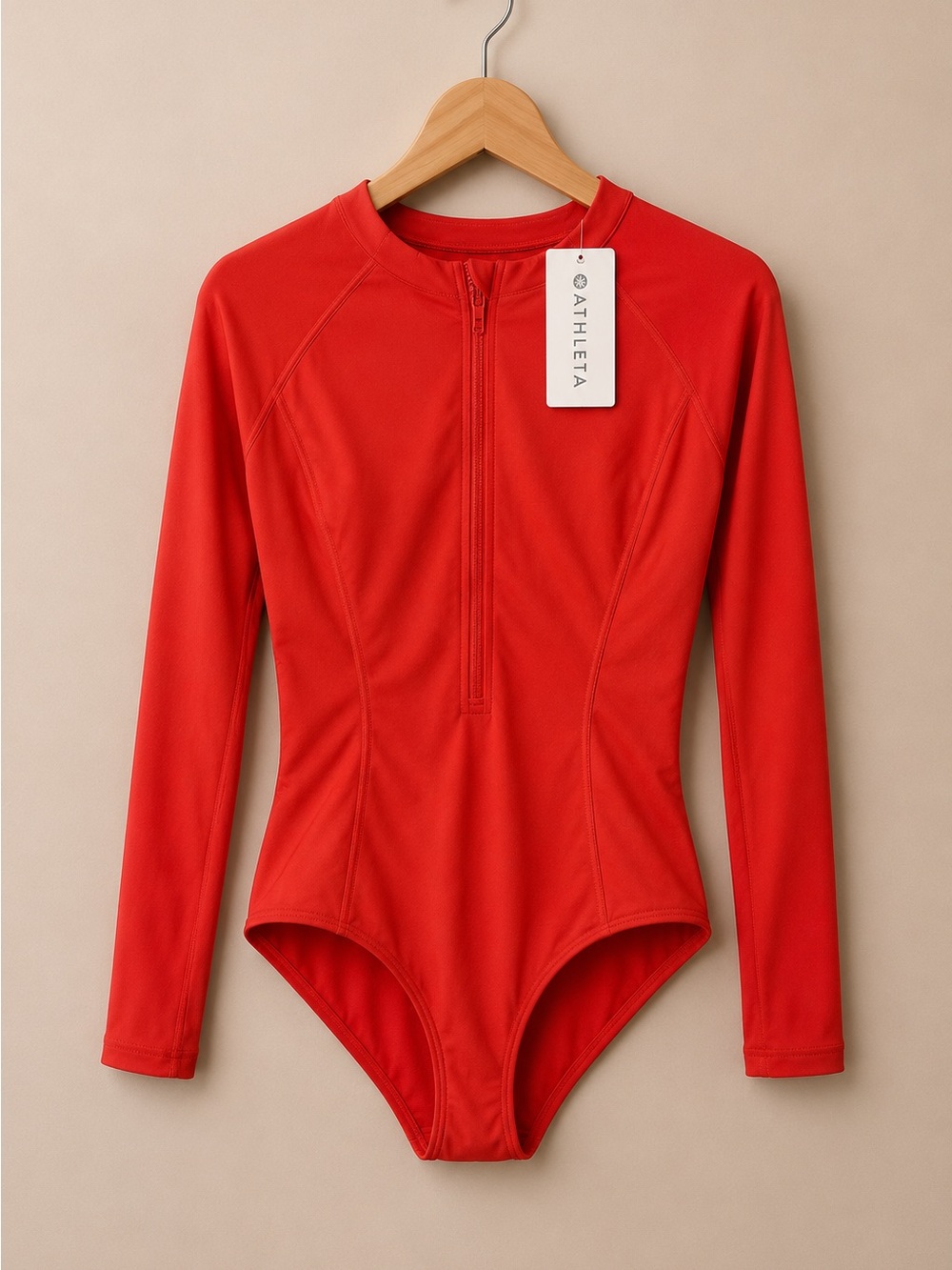 Athleta Neon Coral Sun Shield One Piece Rashguard Swimsuit Small